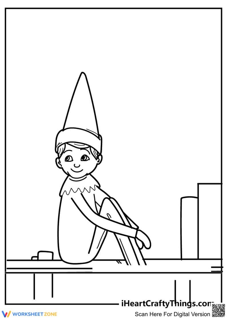 Elf on the Shelf Coloring Page | Printable K-5 Activity - Page 1