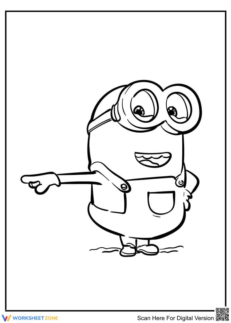 Pointing Minion Coloring Page | Essential Grade K-2 - Page 1