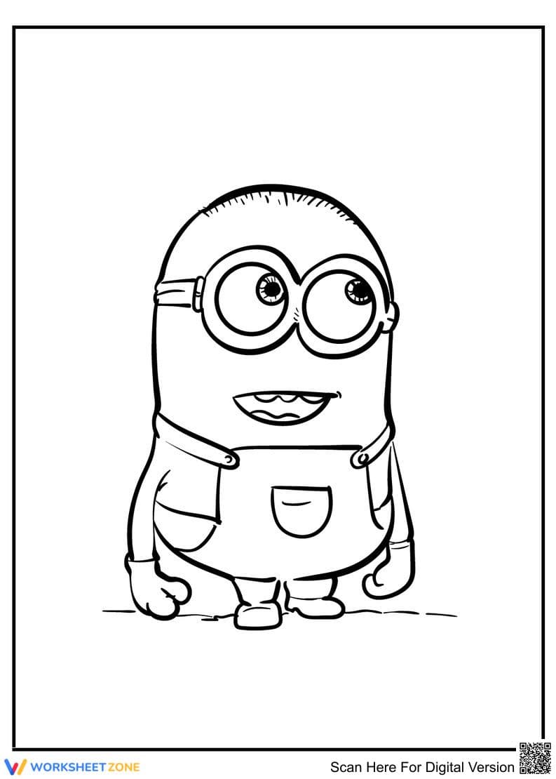 Printable Happy Minion Coloring Worksheet | Grade K - Page 1