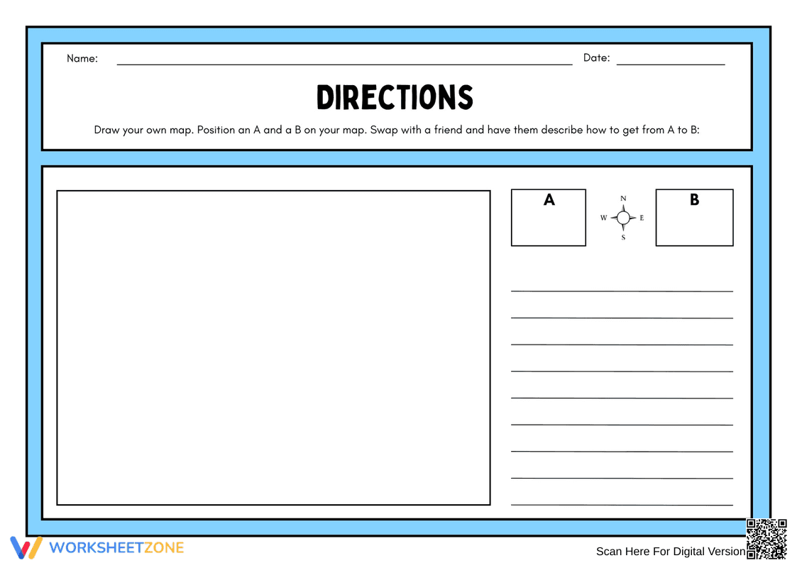 Grade 2 Map Directions — Printable No-Prep Worksheet - Page 1