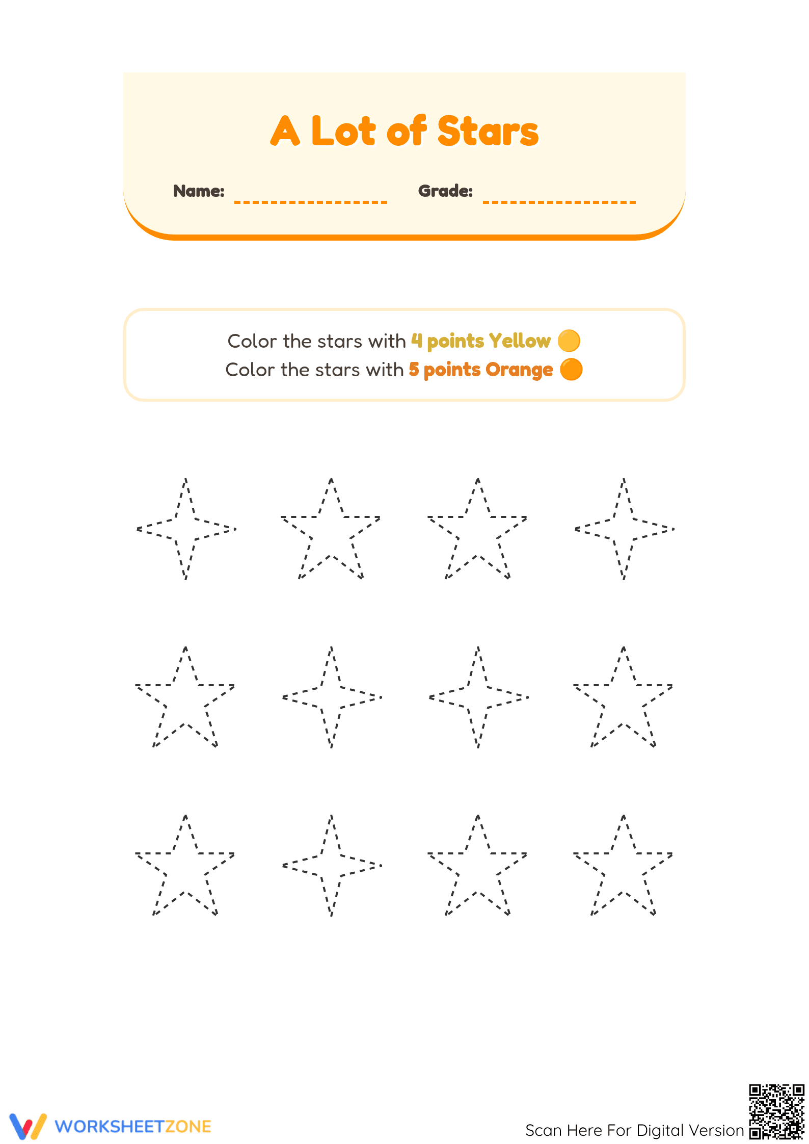 Printable Star Coloring and Counting | Kindergarten Math - Page 1
