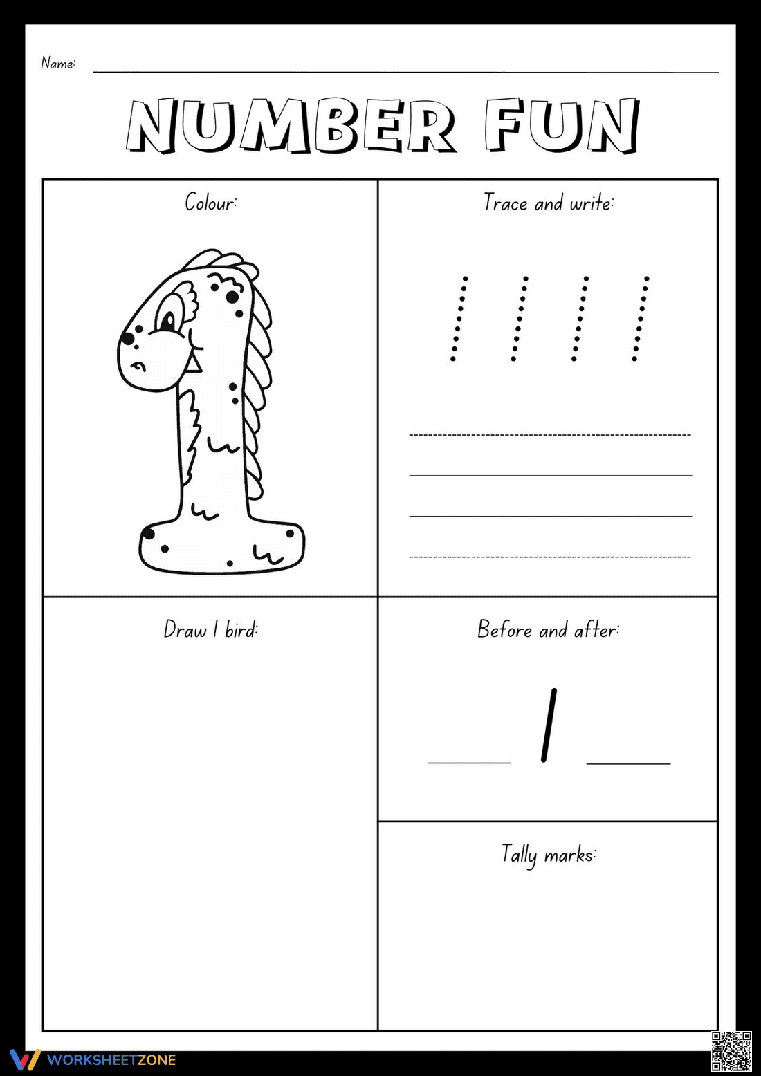 Kindergarten Numbers 1-10 Printable Worksheet - Page 1