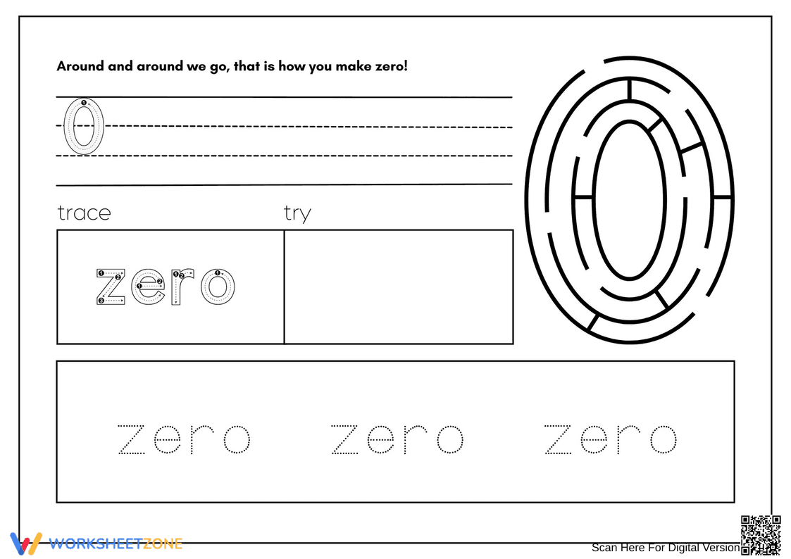 Number Zero Worksheet | Essential Grade K Math - Page 1
