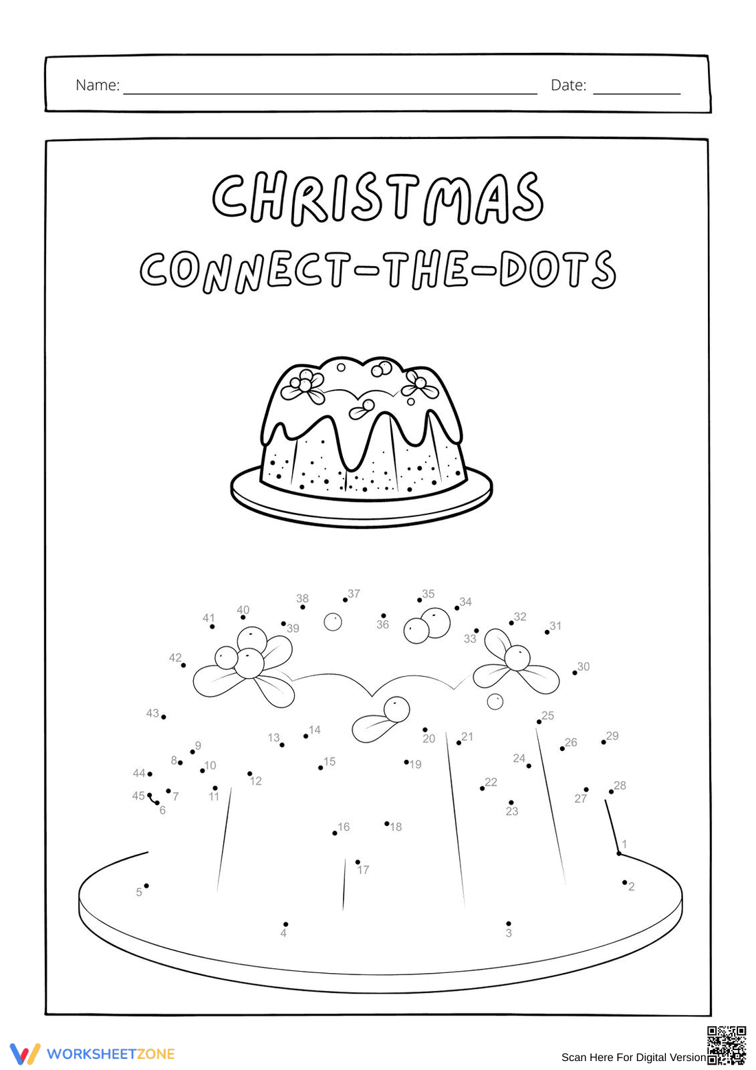 Christmas Pudding Connect-the-Dots | Essential Grade K - Page 1