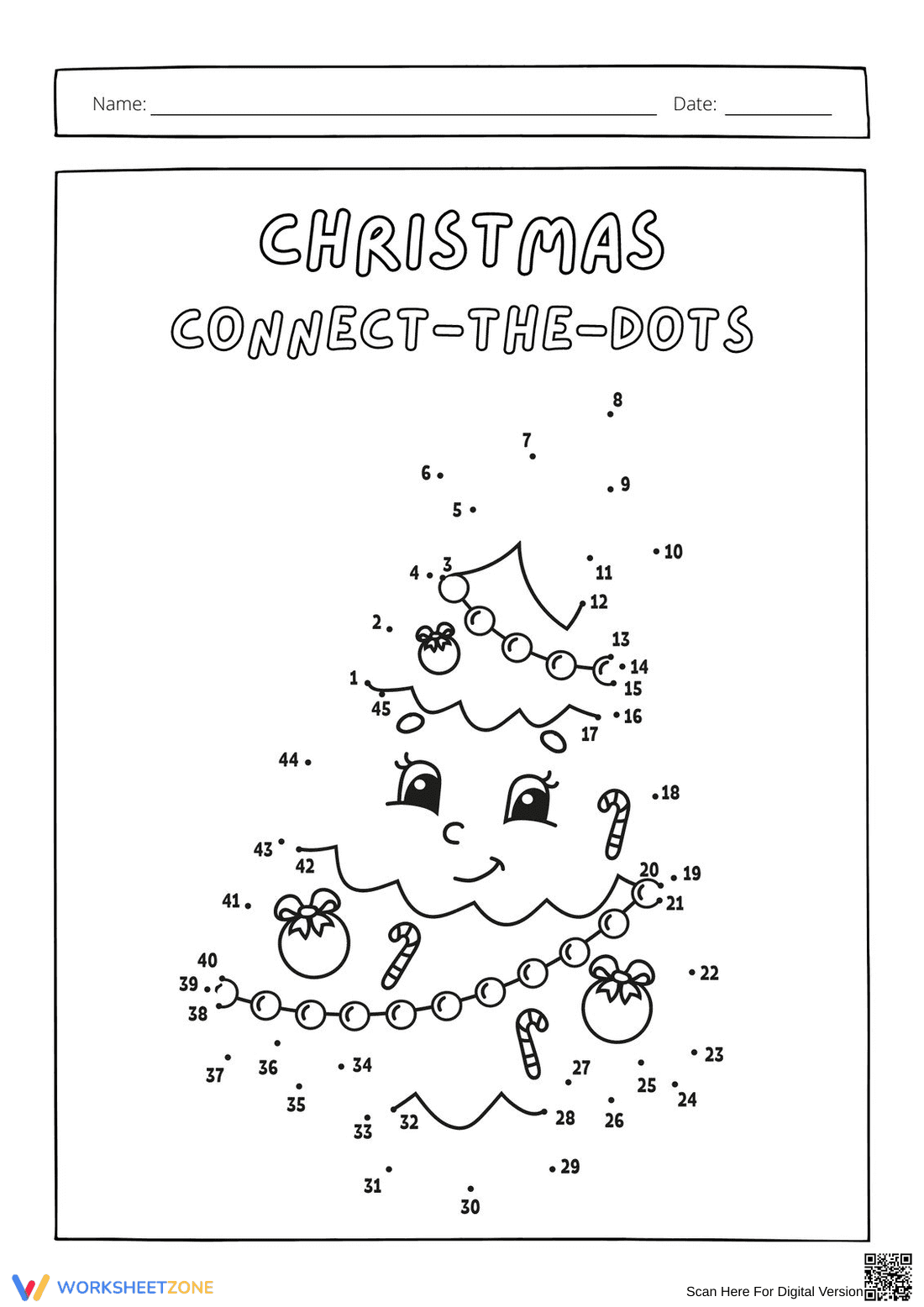 Christmas Connect the Dots | Grade 1 Printable Worksheet - Page 1