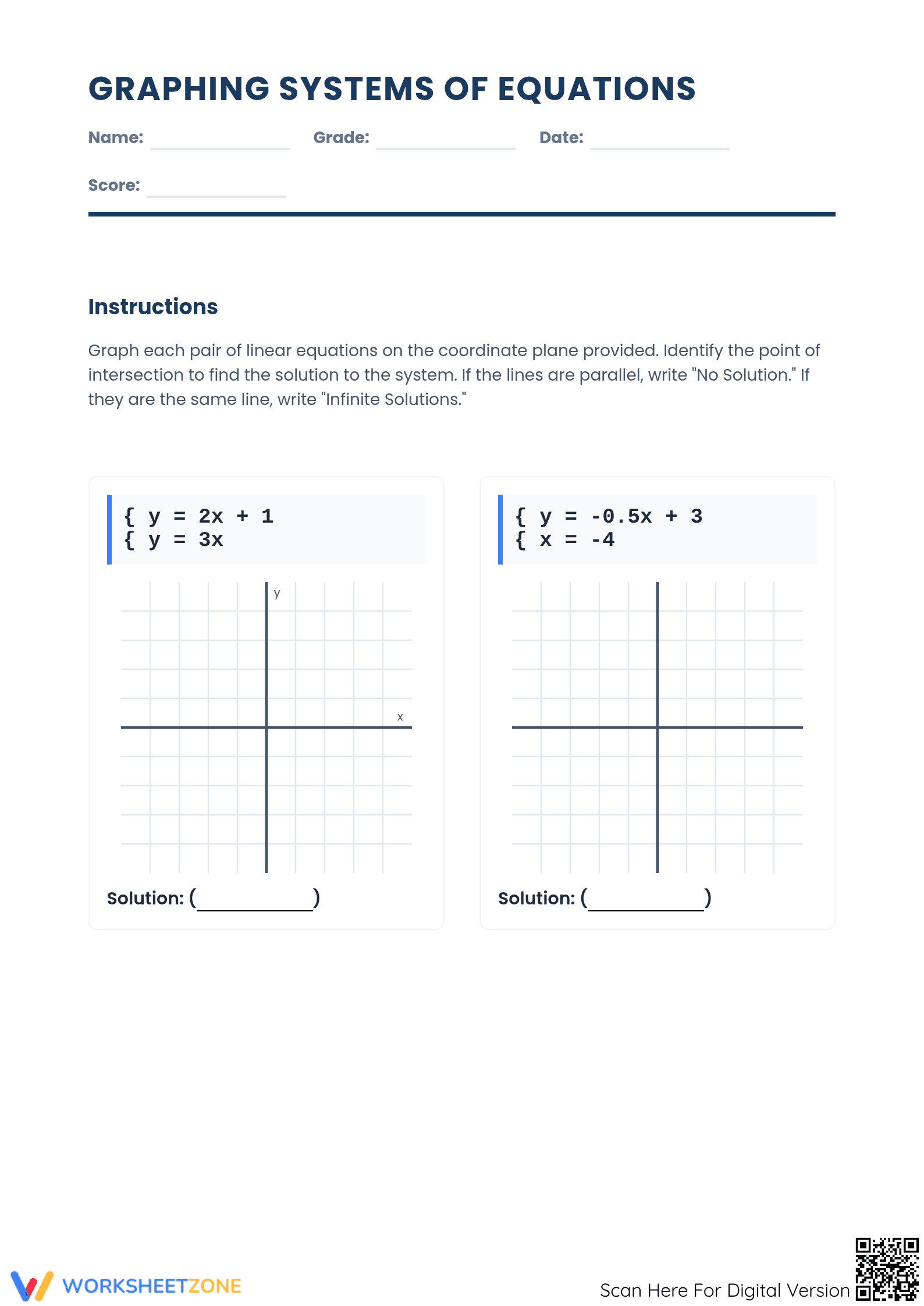 Graphing Systems of Equations Worksheet | Essential Grade 8 - Page 1
