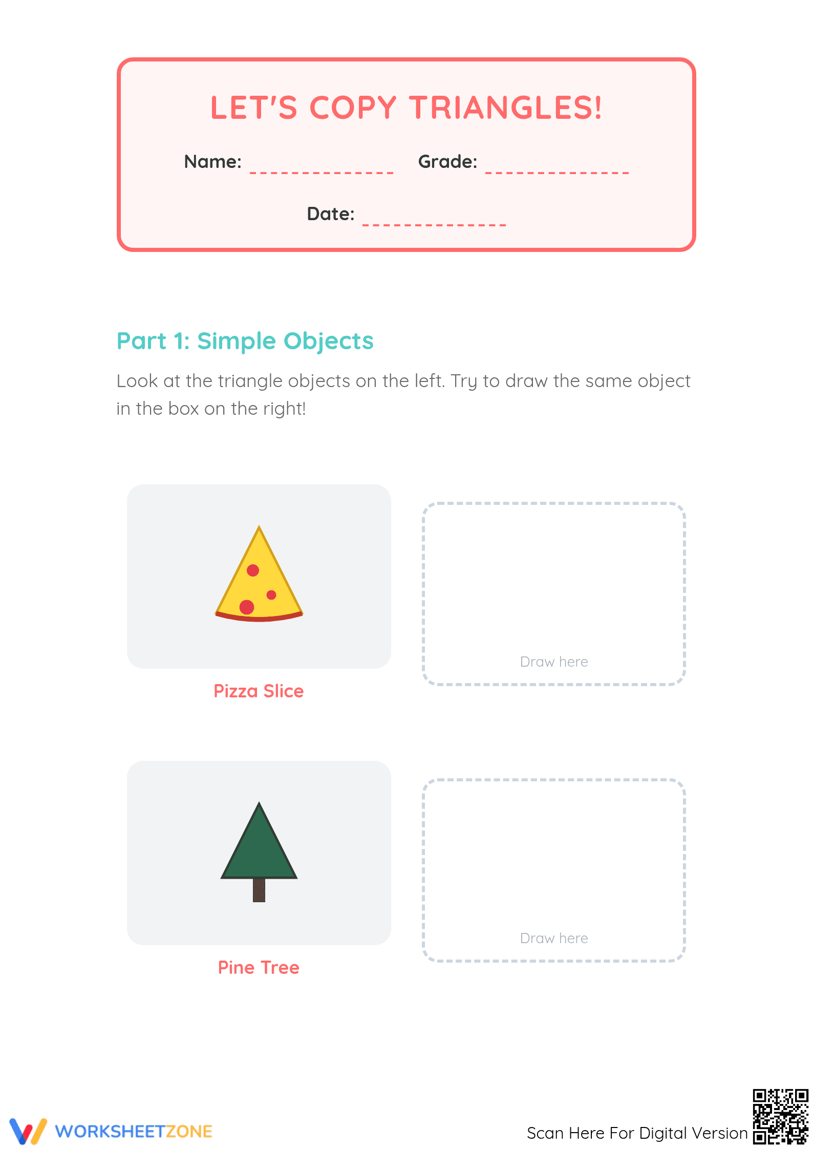 Printable Triangle Drawing Worksheet | Kindergarten Math - Page 1