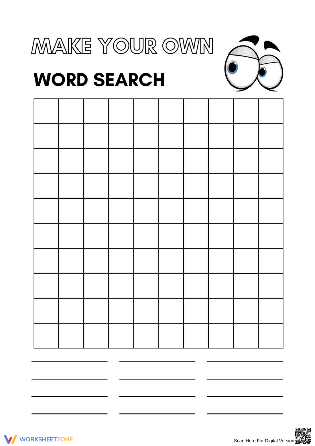 Grade 3 Word Search Template — Printable No-Prep Worksheet - Page 1