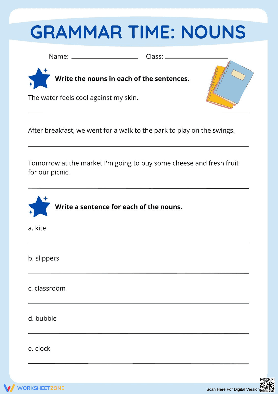 Printable Nouns Worksheet | Grade 2 English Grammar - Page 1