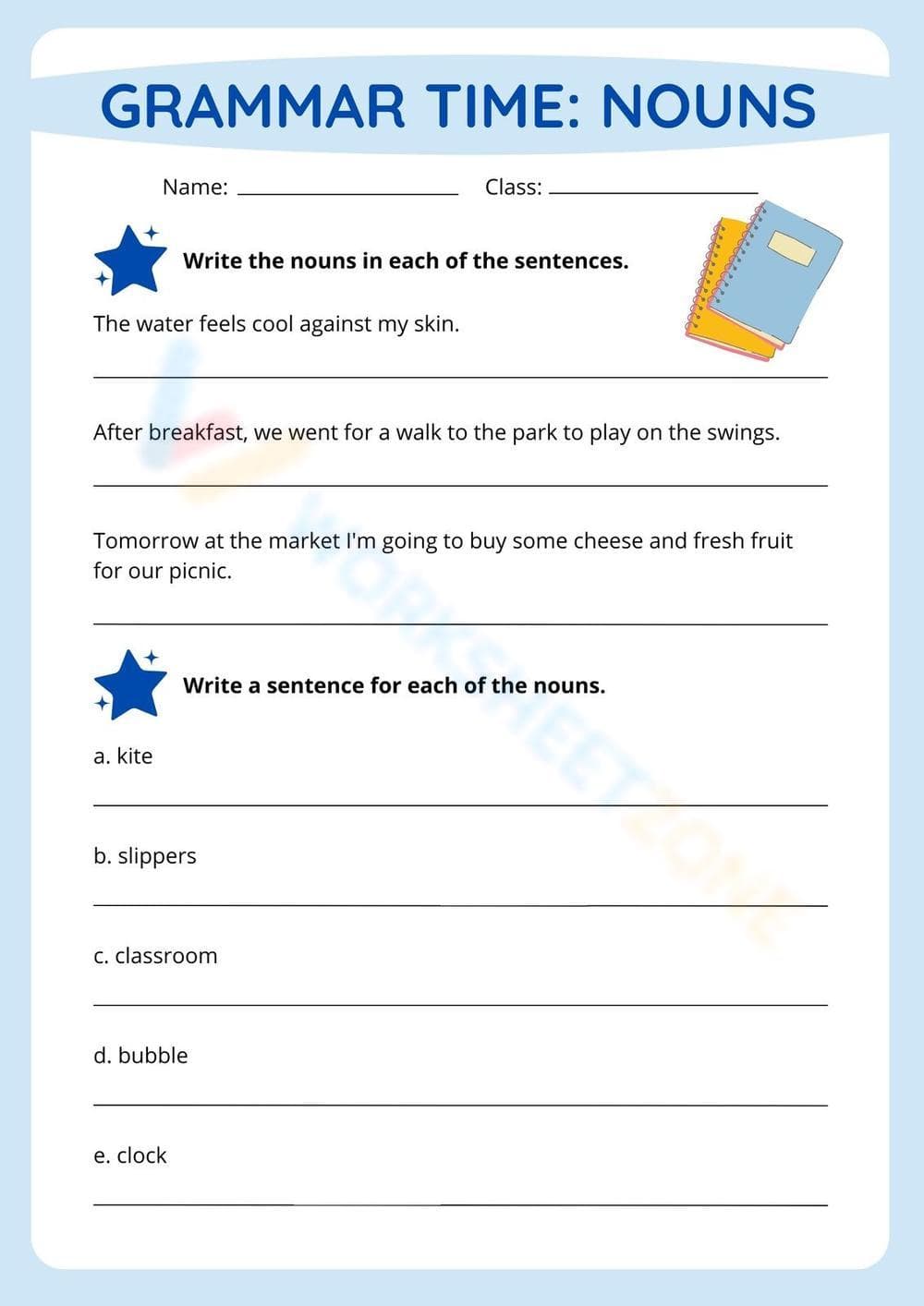 Printable Nouns Worksheet | Grade 2 English Grammar - Page 1