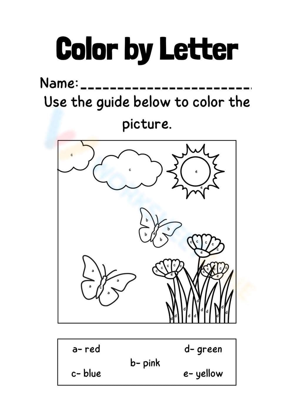 Coloring Pictures Using Letters as Guide - Page 1
