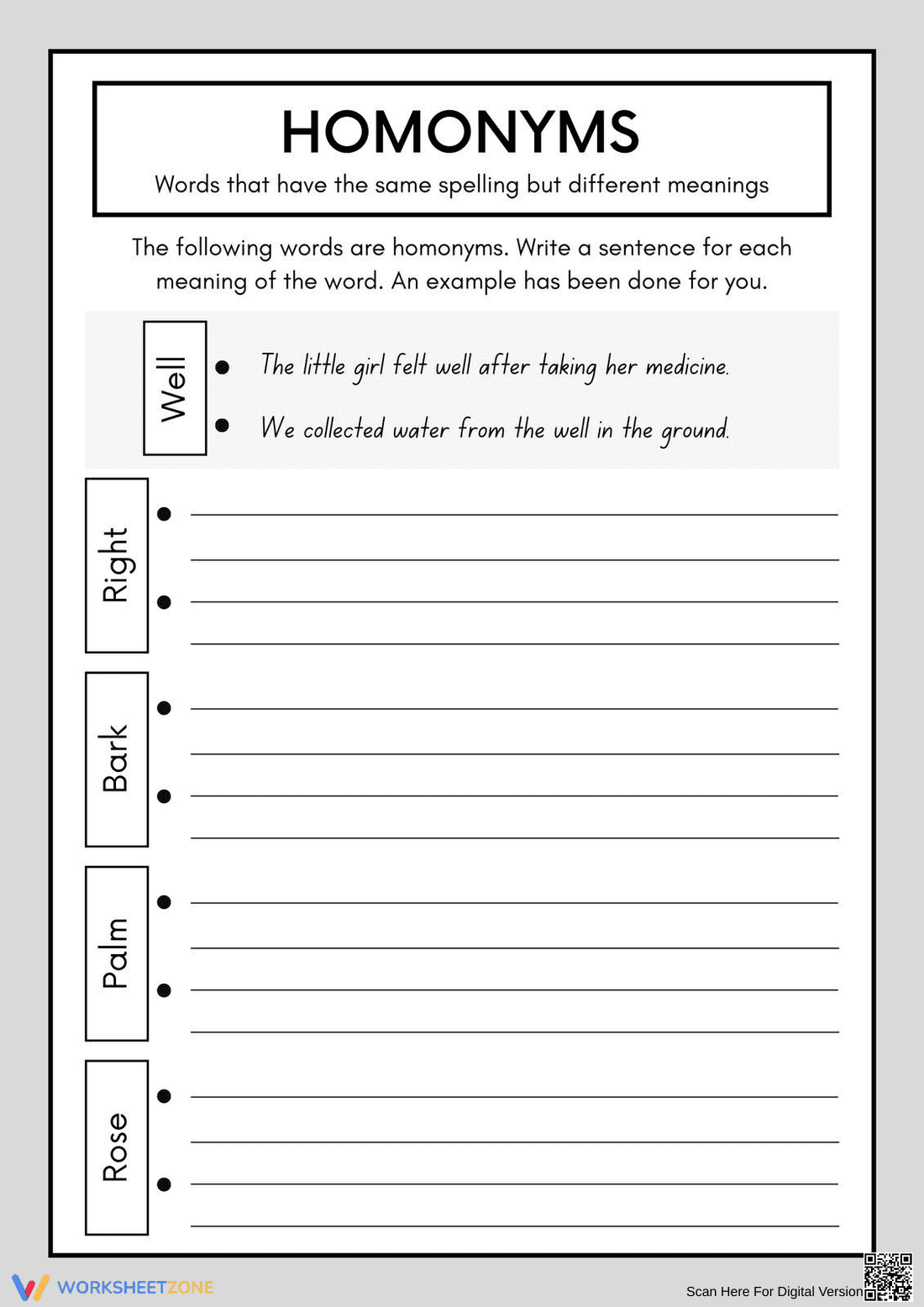 Grade 3 Homonyms — Printable No-Prep Worksheet - Page 1
