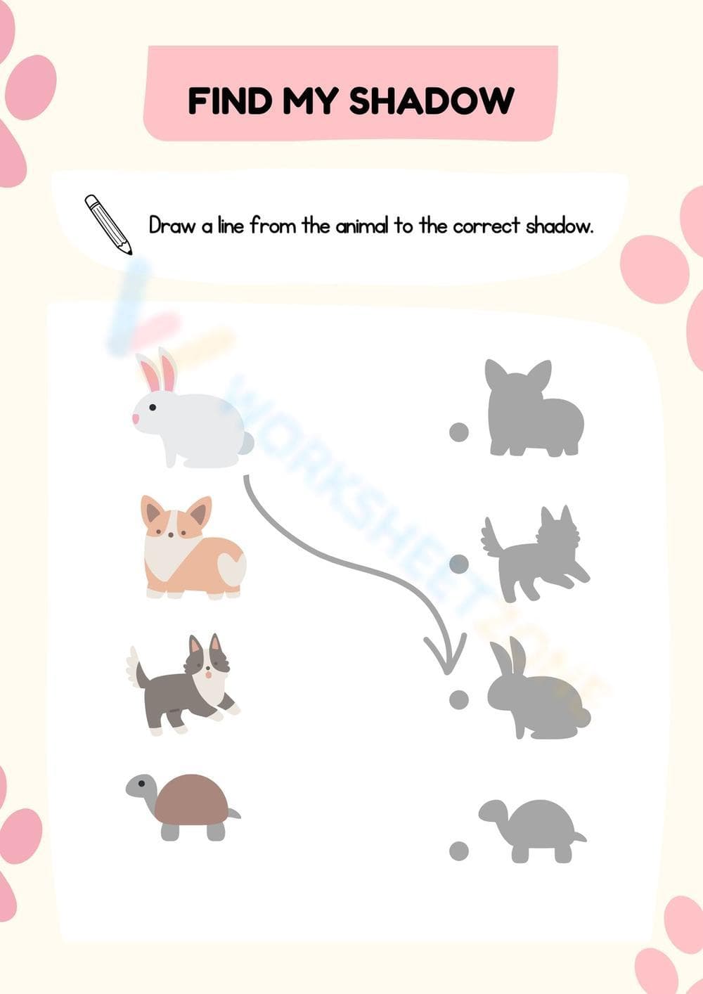 Pet Shadow Matching Worksheet | Printable Pre-K Ready - Page 1