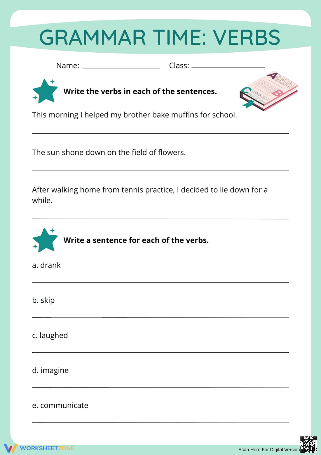 Identifying Verbs Worksheet | Grade 3 Essential Grammar - Page 1