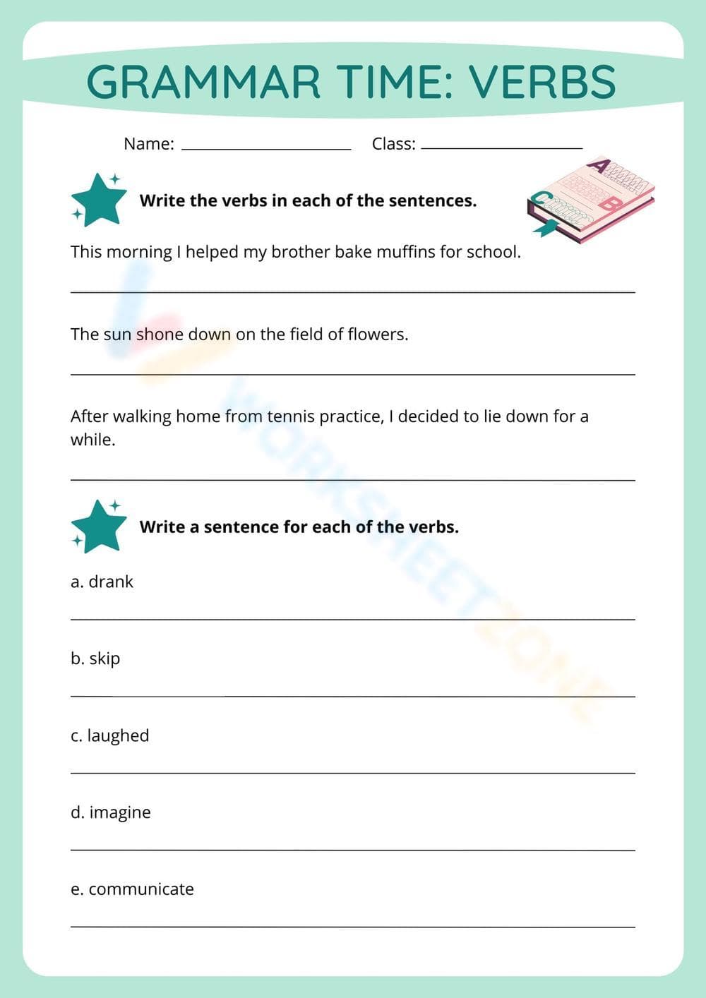Identifying Verbs Worksheet | Grade 3 Essential Grammar - Page 1