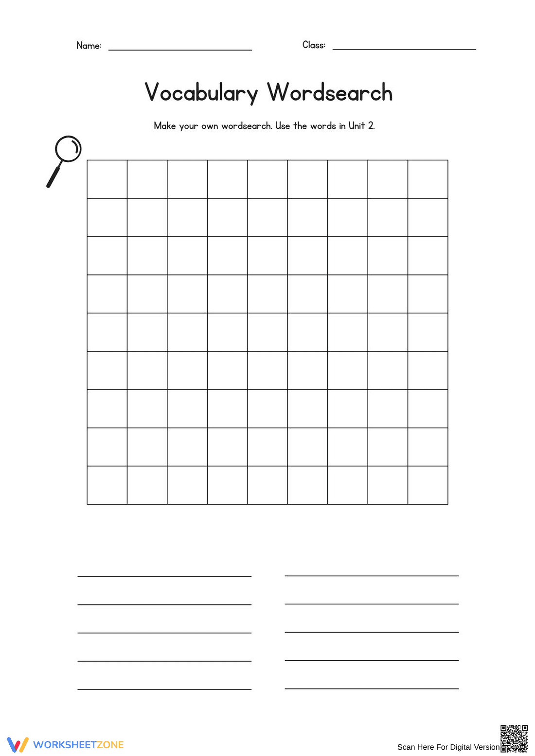 Grade 3 Vocabulary Word Search — Printable Blank Worksheet - Page 1
