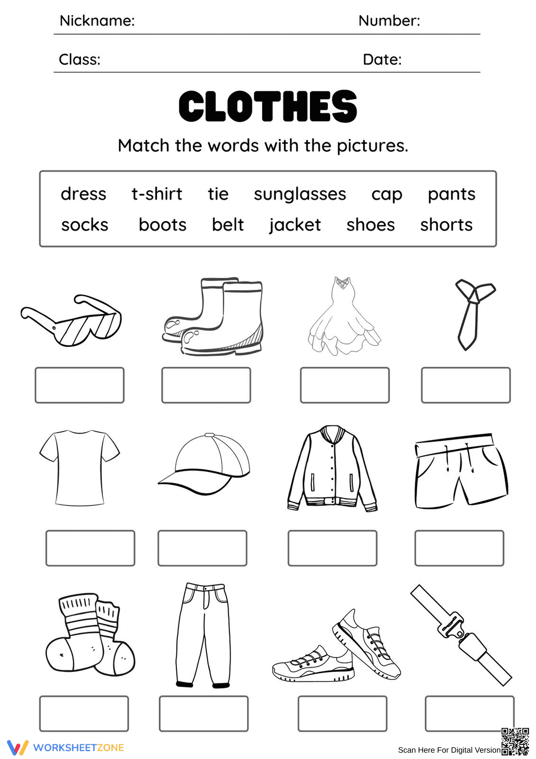 Essential Clothes Vocabulary Worksheet | Grade K-1 - Page 1
