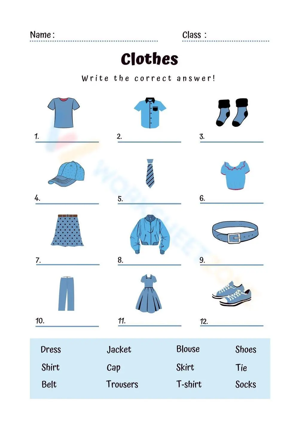 Essential Clothing Vocabulary Worksheet | Grade K-1 - Page 1