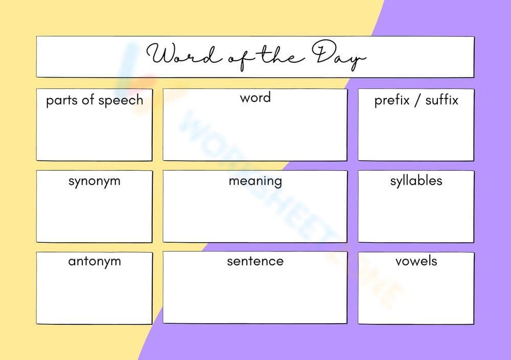 Word of the Day Literacy Worksheet - Page 1