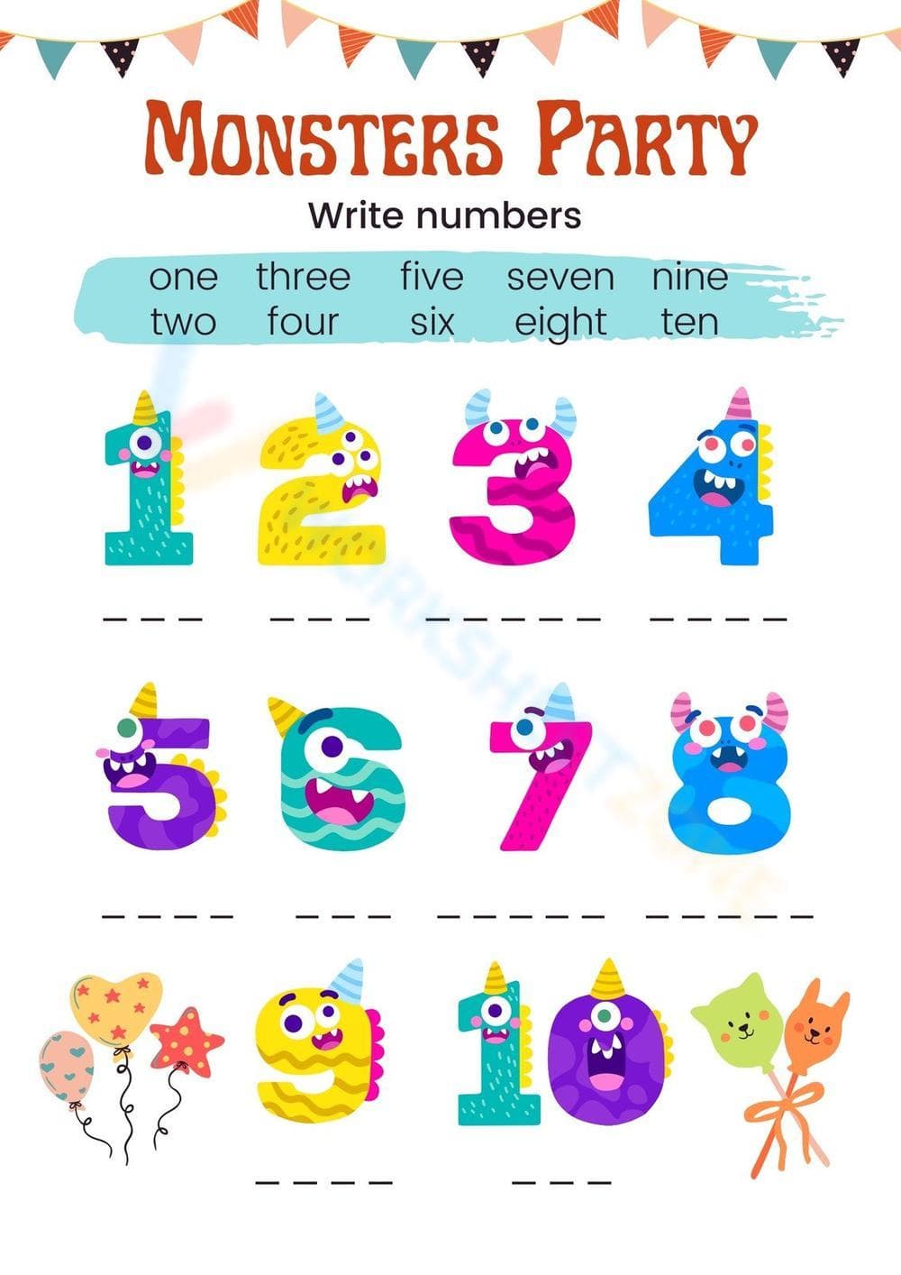 Printable Number Words Worksheet | Grade K Math - Page 1