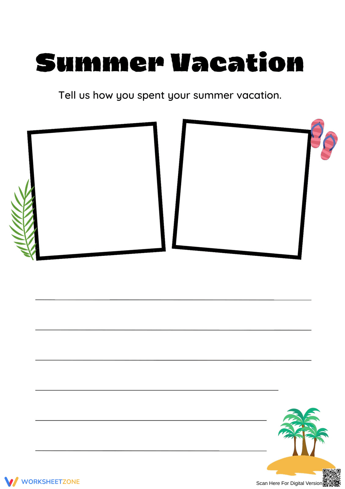 My Summer Vacation Writing Worksheet | Grade 1 Essential - Page 1