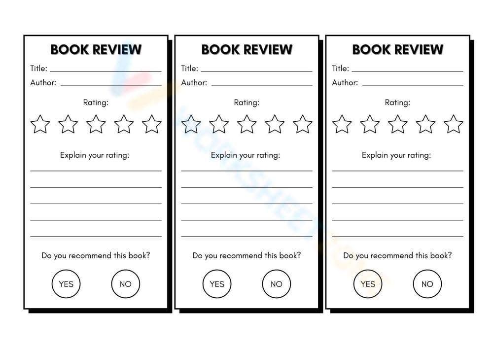 Book Review Slips Worksheet - Page 1