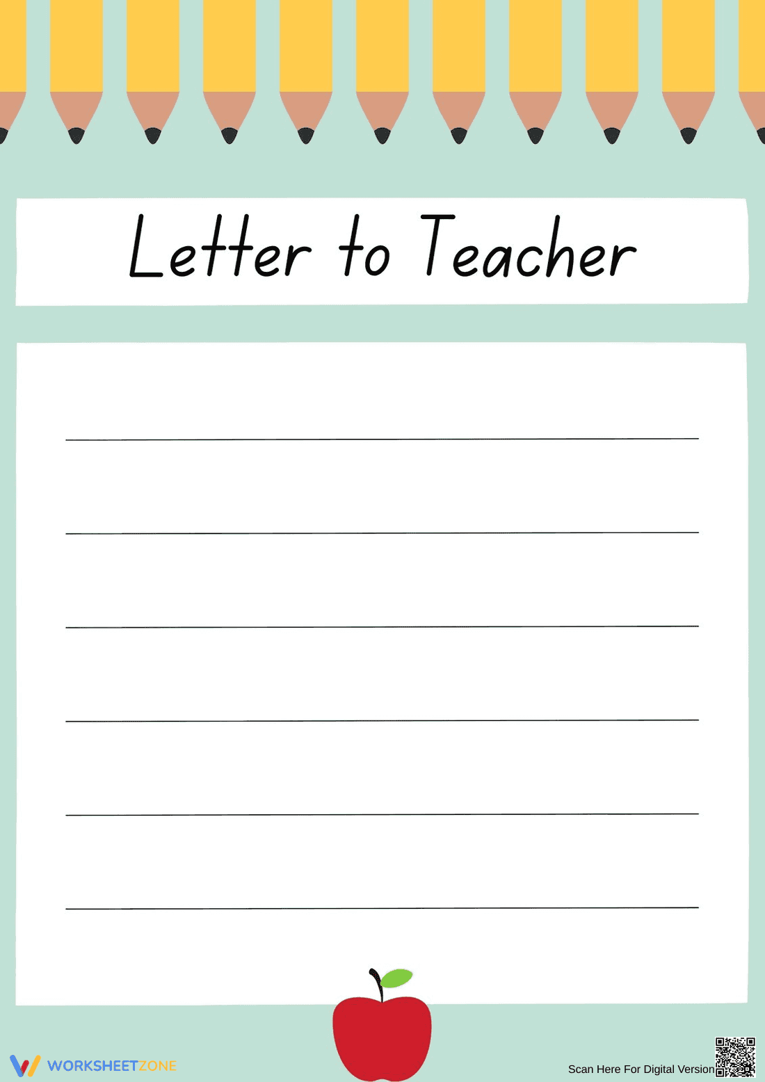 Letter to Teacher Worksheet | Grade 2 Printable - Page 1
