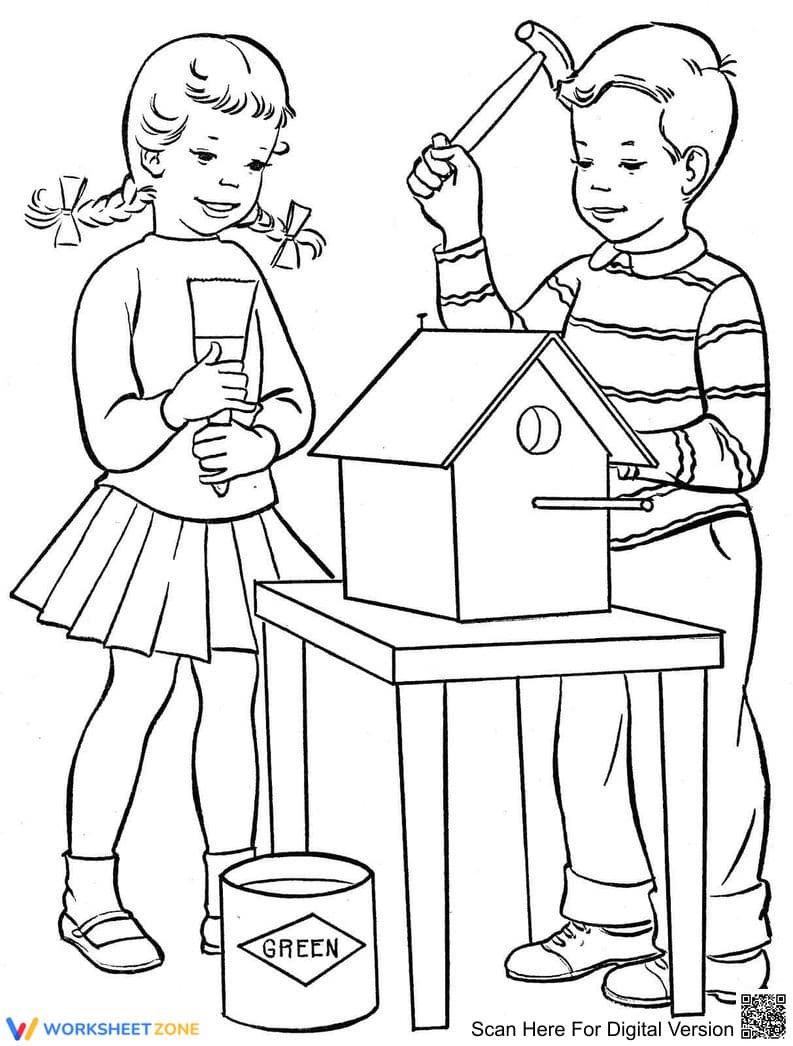 Printable Two Friends Coloring Page | Grade K - Page 1