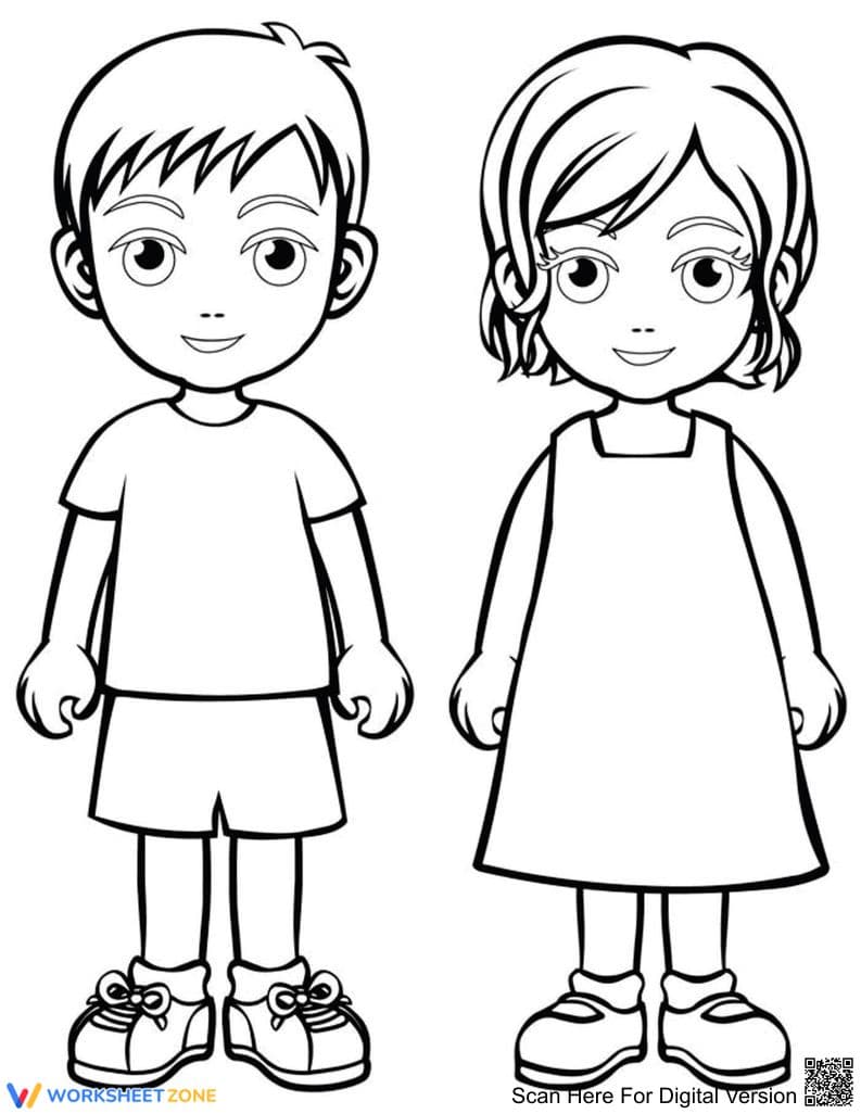 Boy and Girl Friends Coloring Page for Kids - Page 1