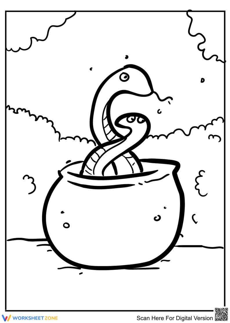 Snakes in the Pot Coloring Page - Page 1