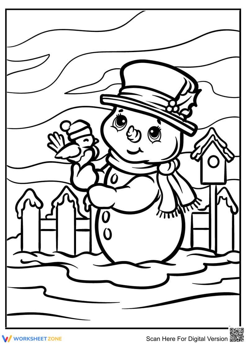 Printable Snowman Coloring Page | Grade K-5 Essential - Page 1