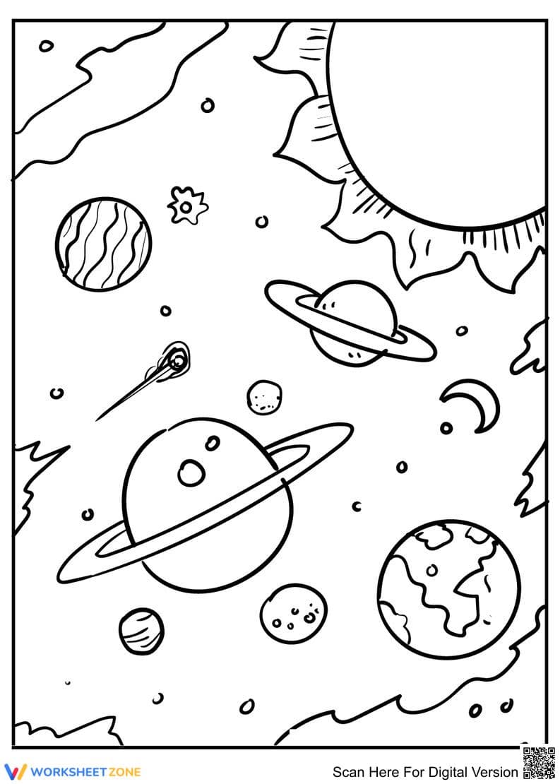 Universe Coloring Page | Essential Grade K-5 Printable - Page 1