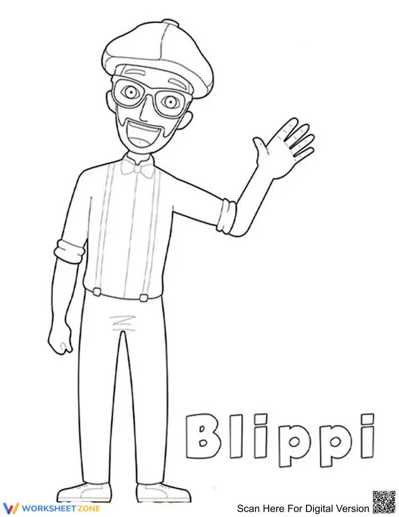 Grade K Blippi Coloring — Printable No-Prep Worksheet - Page 1