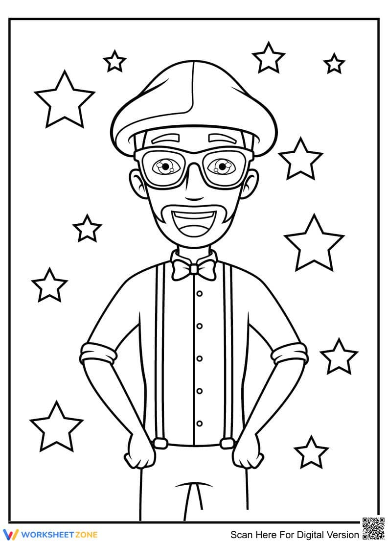 Printable Happy Blippi Coloring Page | Grade K - Page 1