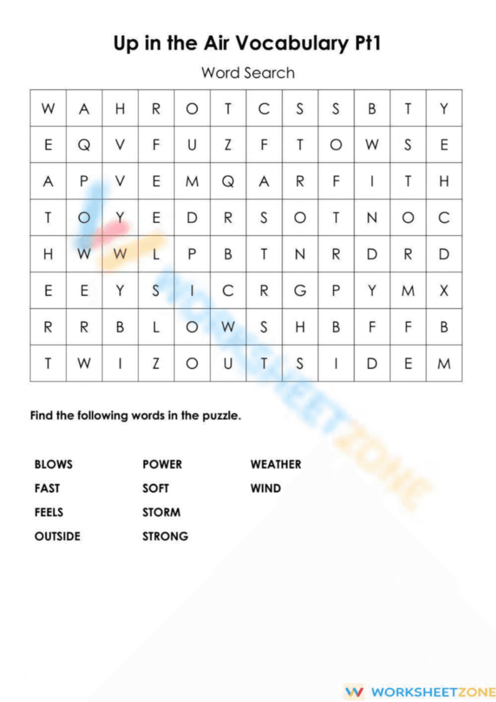 Wordsearch up in the Air - Page 1