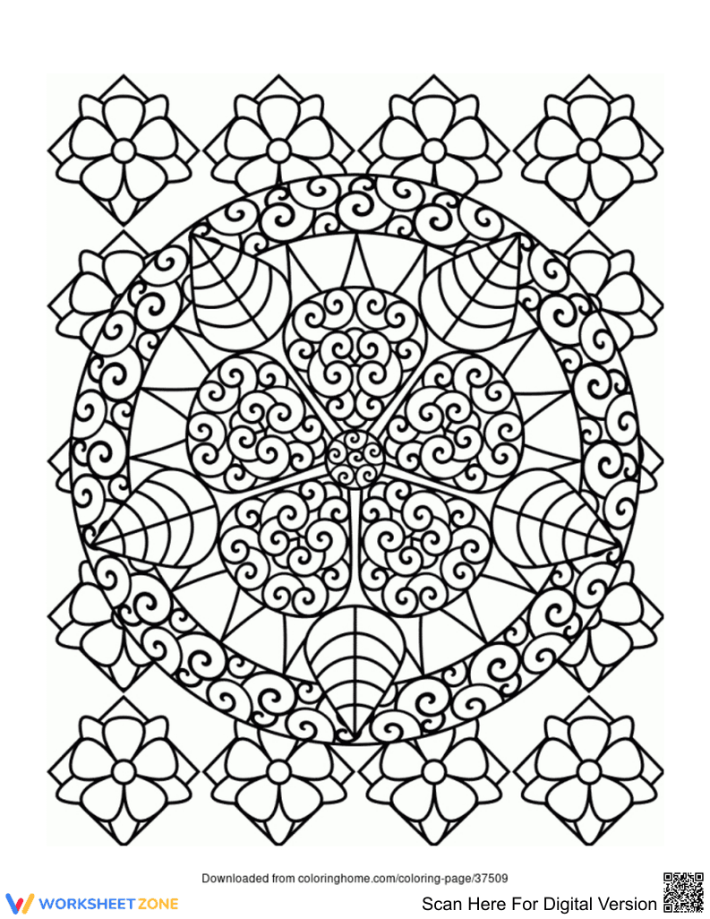 Printable Hard Flower Coloring Page | Grade 10-12 - Page 1