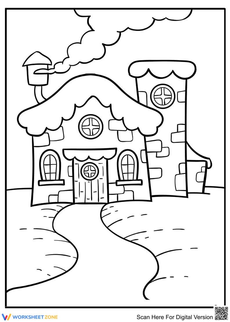 Pretty House Coloring Page | Essential Printable - Page 1