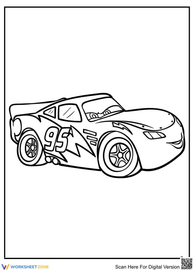 Printable Lightning McQueen Coloring Page | Kindergarten - Page 1
