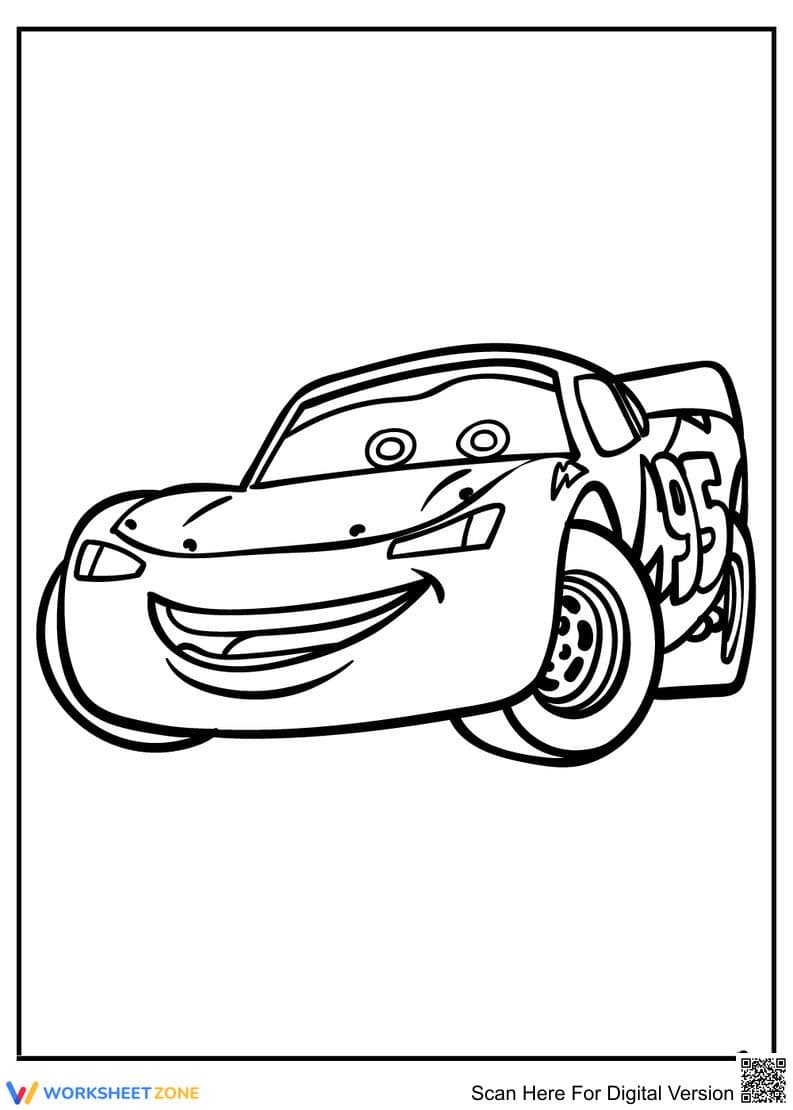 Printable Lightning McQueen Coloring Page | Grade K - Page 1