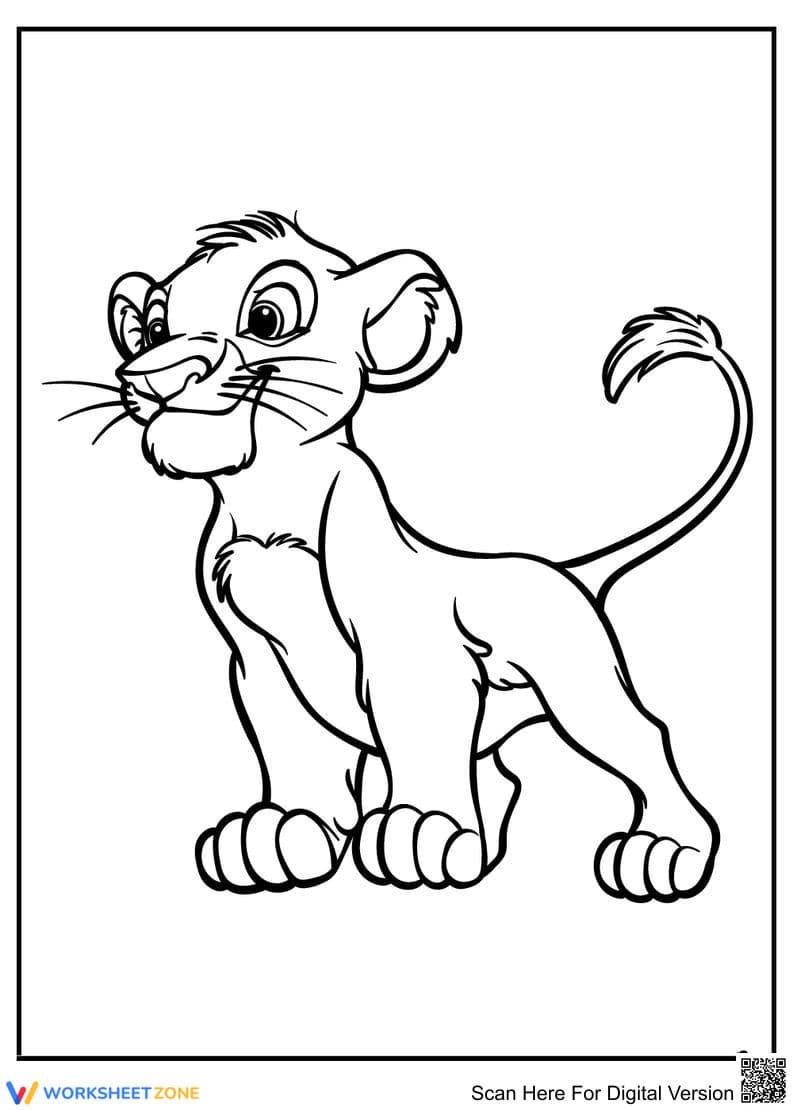 Printable Lion King Simba Coloring Page | Kindergarten - Page 1