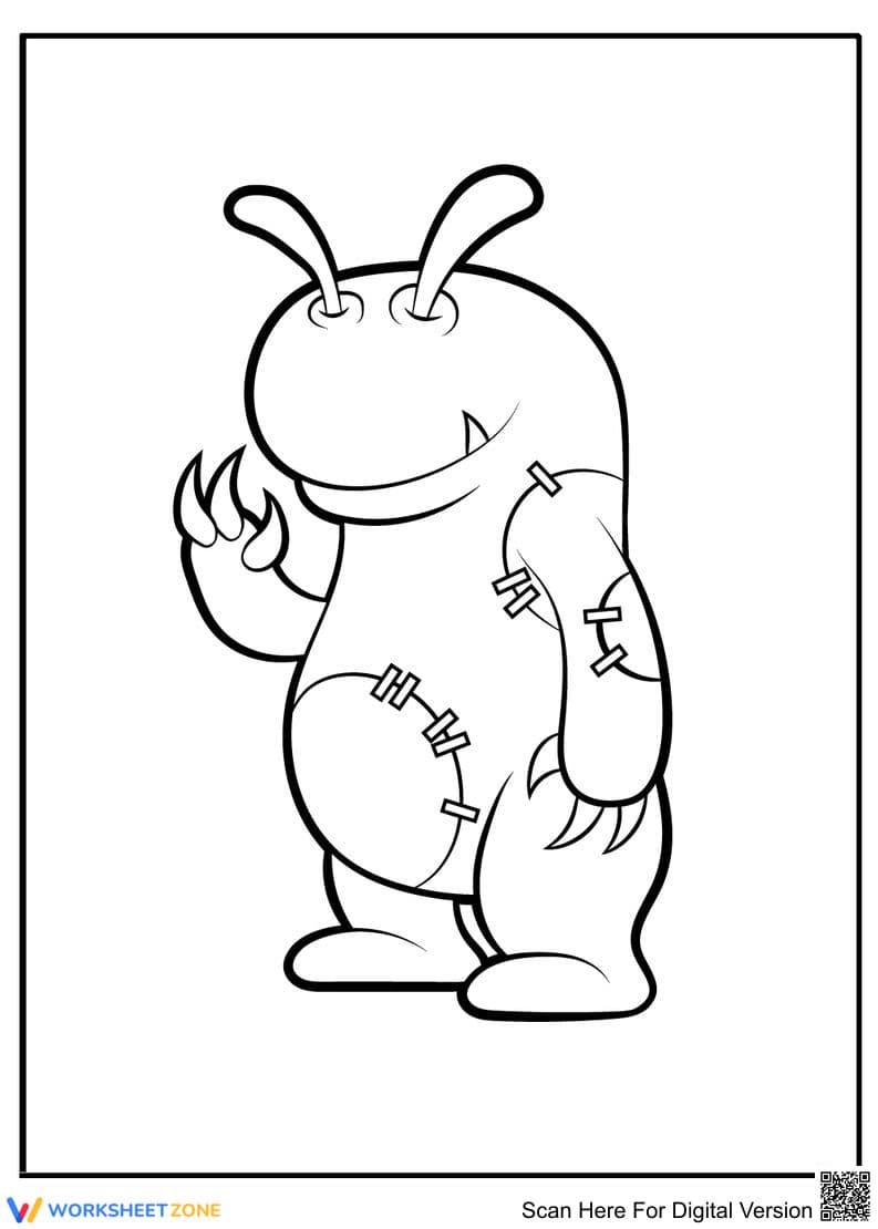 Grade K Monster Coloring — Printable No-Prep Worksheet - Page 1
