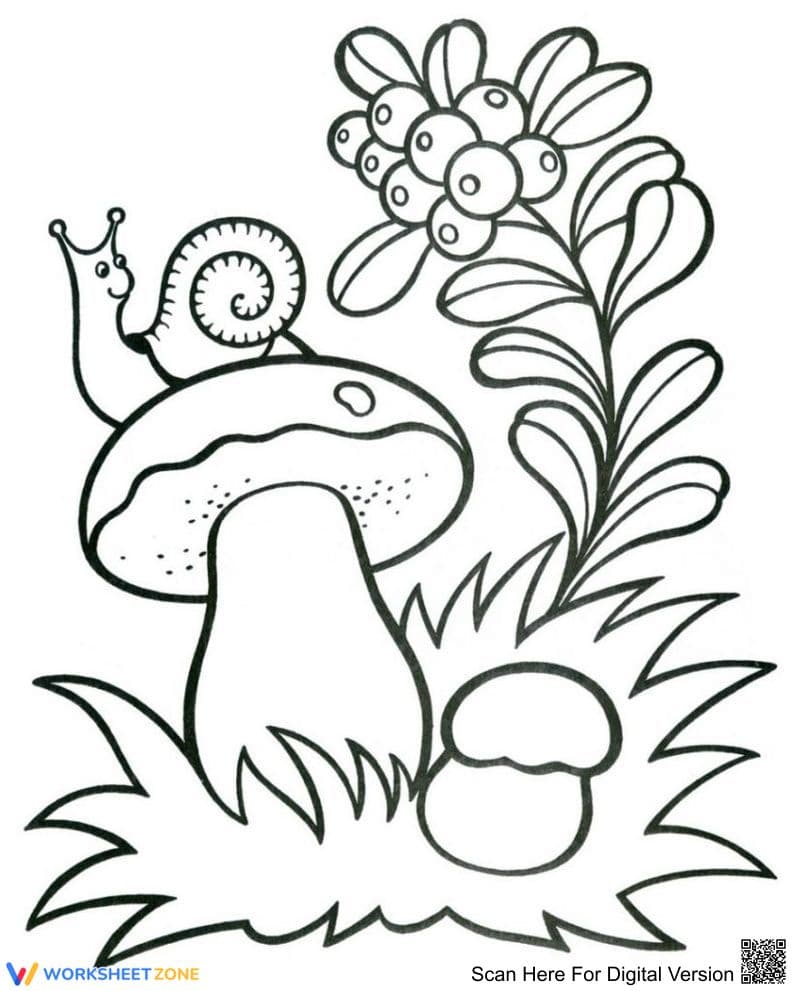 Mushroom Garden Coloring Page | Essential K-5 Printable - Page 1