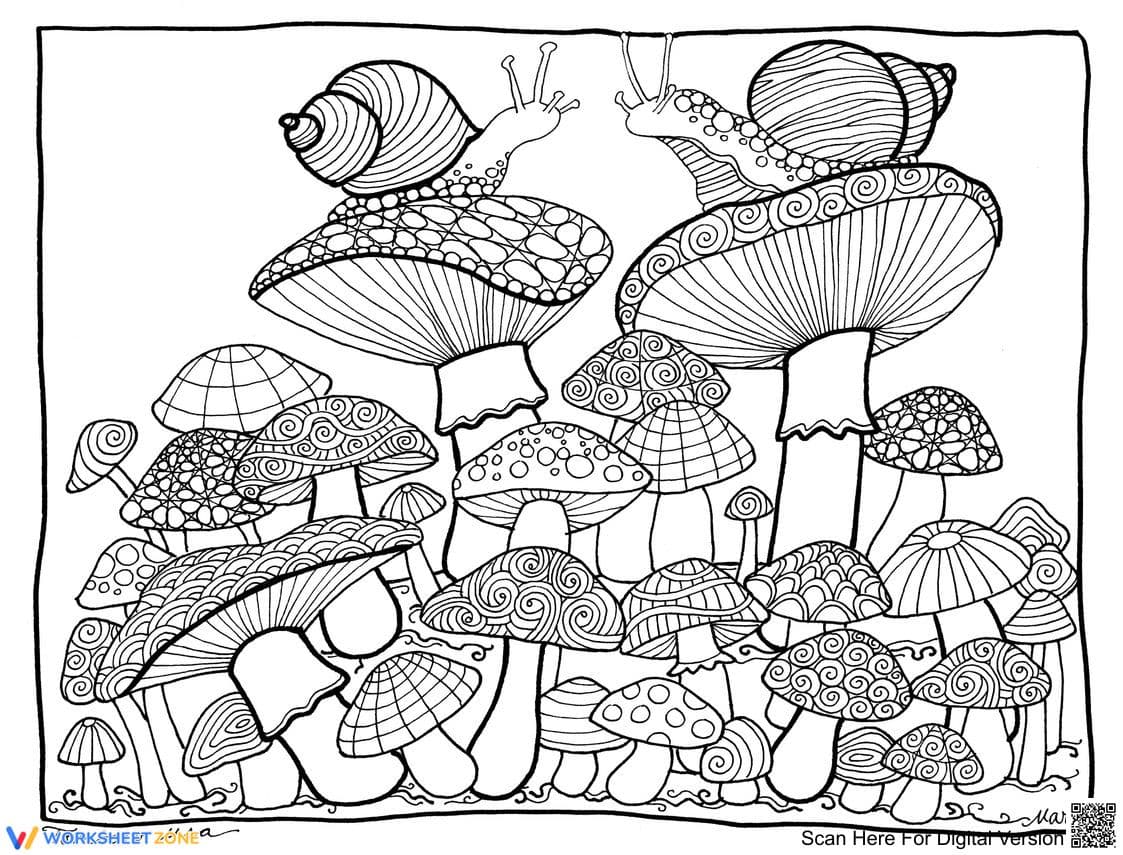 Printable Mushroom Coloring Page | Grade 3 - Page 1
