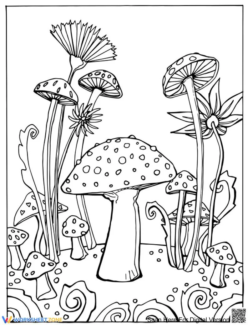 Mushroom Coloring Page | Printable Grade K-2 Art - Page 1