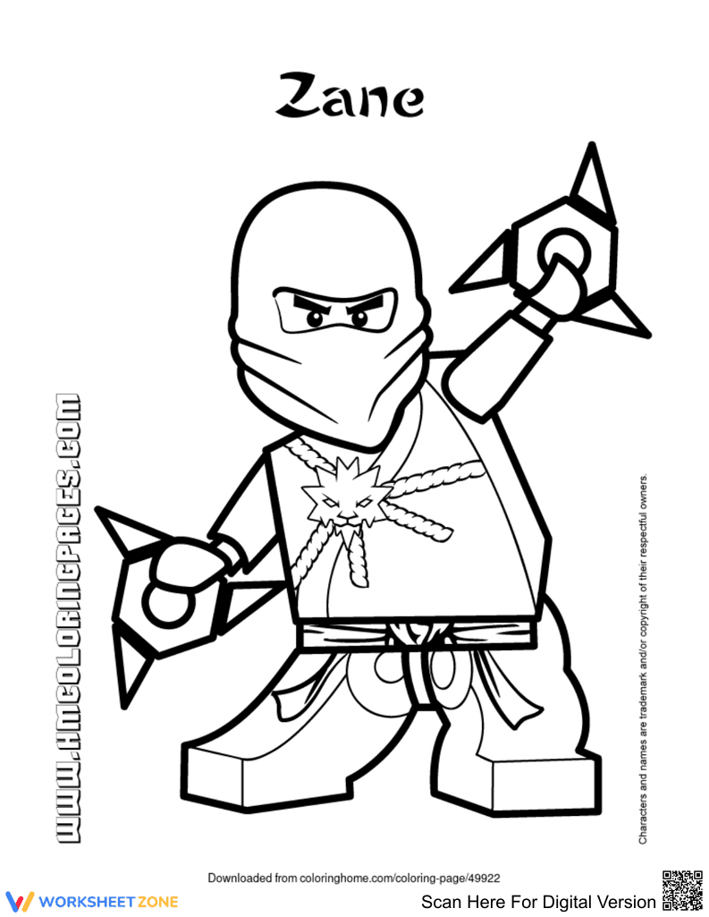Grade K-5 Zane Ninjago — Printable No-Prep Coloring Page - Page 1