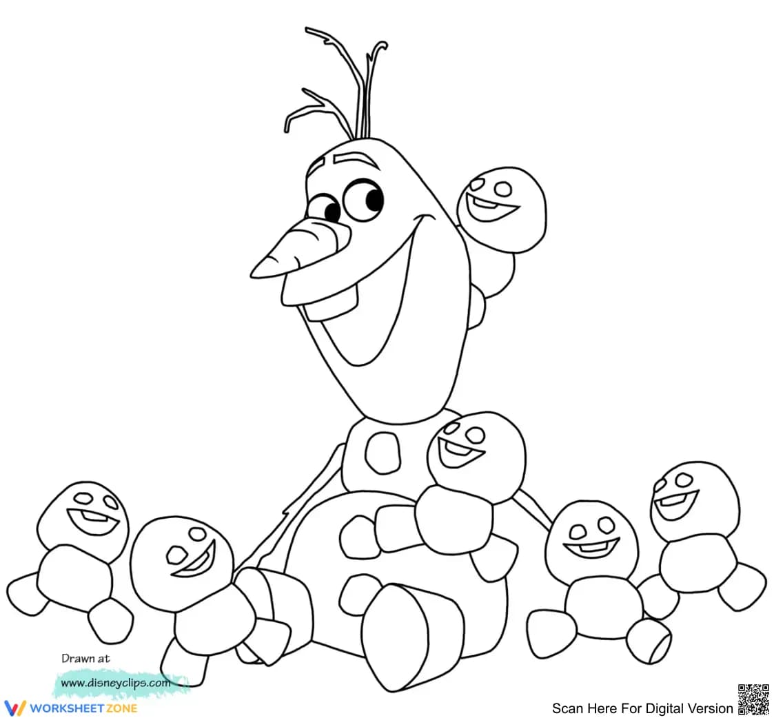 Olaf Snowman Friends Coloring Page | Printable Fun - Page 1