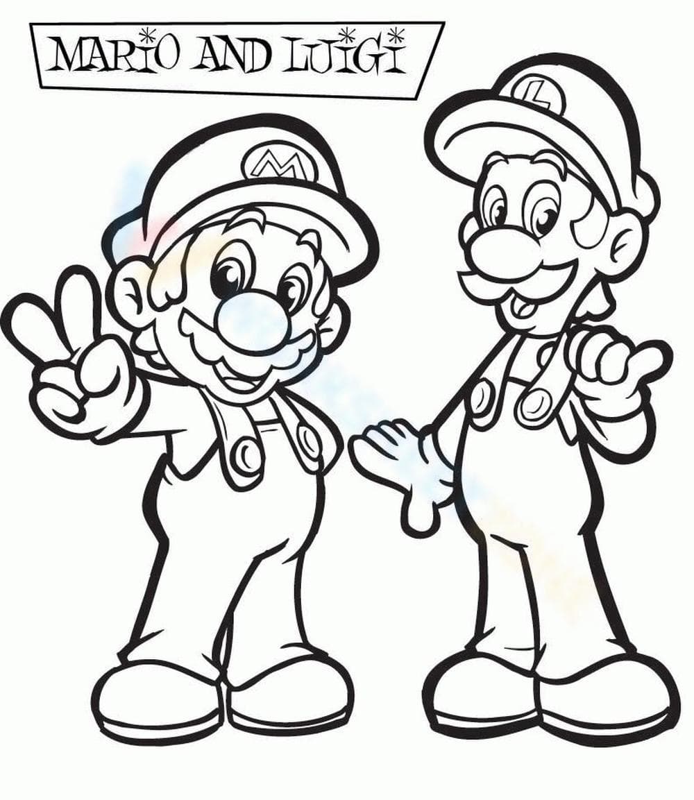 Mario and Luigi Coloring Page for Kids - Page 1