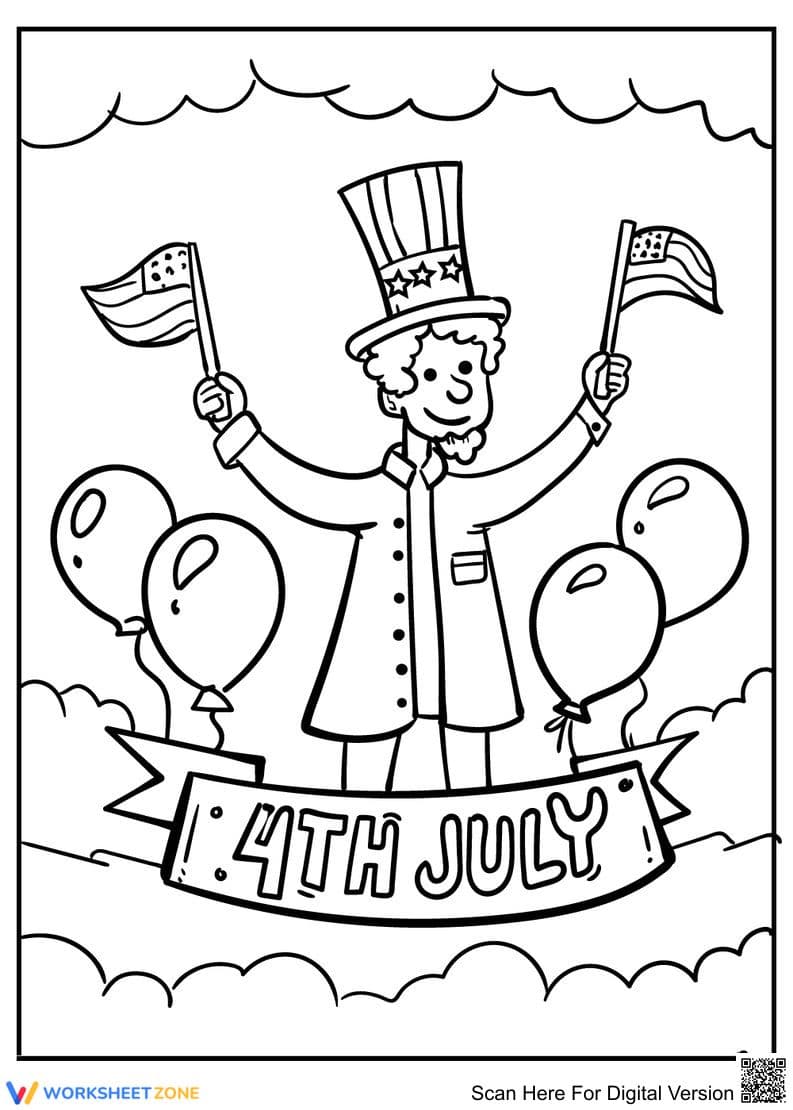 4th July Coloring Page | Essential Holiday Printable - Page 1