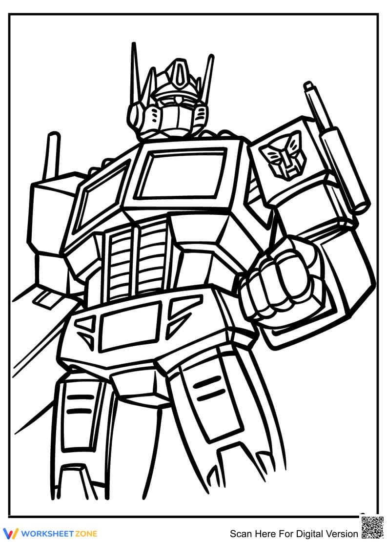 Heroic Transformers Printable Coloring Page | Grade K-5 - Page 1