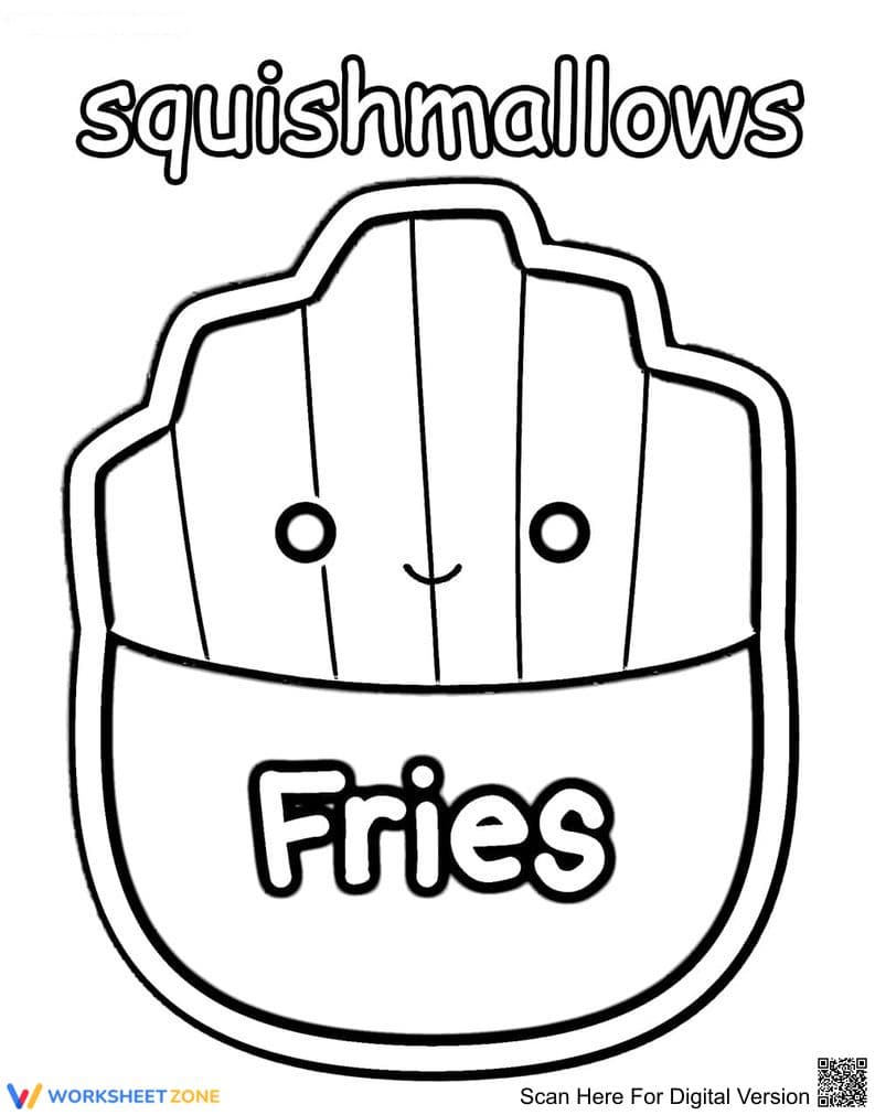 Adorable Squishmallows Fries Coloring Page - Page 1